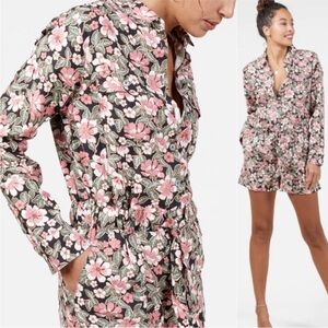 Outerknown Hawaiian Floral Print Organic Romper-Size Small